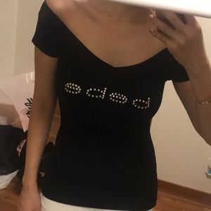 XS Black Bebe off the shoulder top